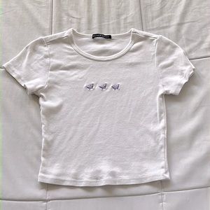 Brandy Melville Embroidered Pastel Butterfly Tee